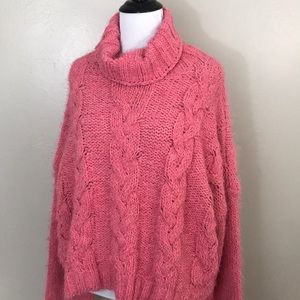 Fuzzy Warm POL Midi Sweater Mohair Pink